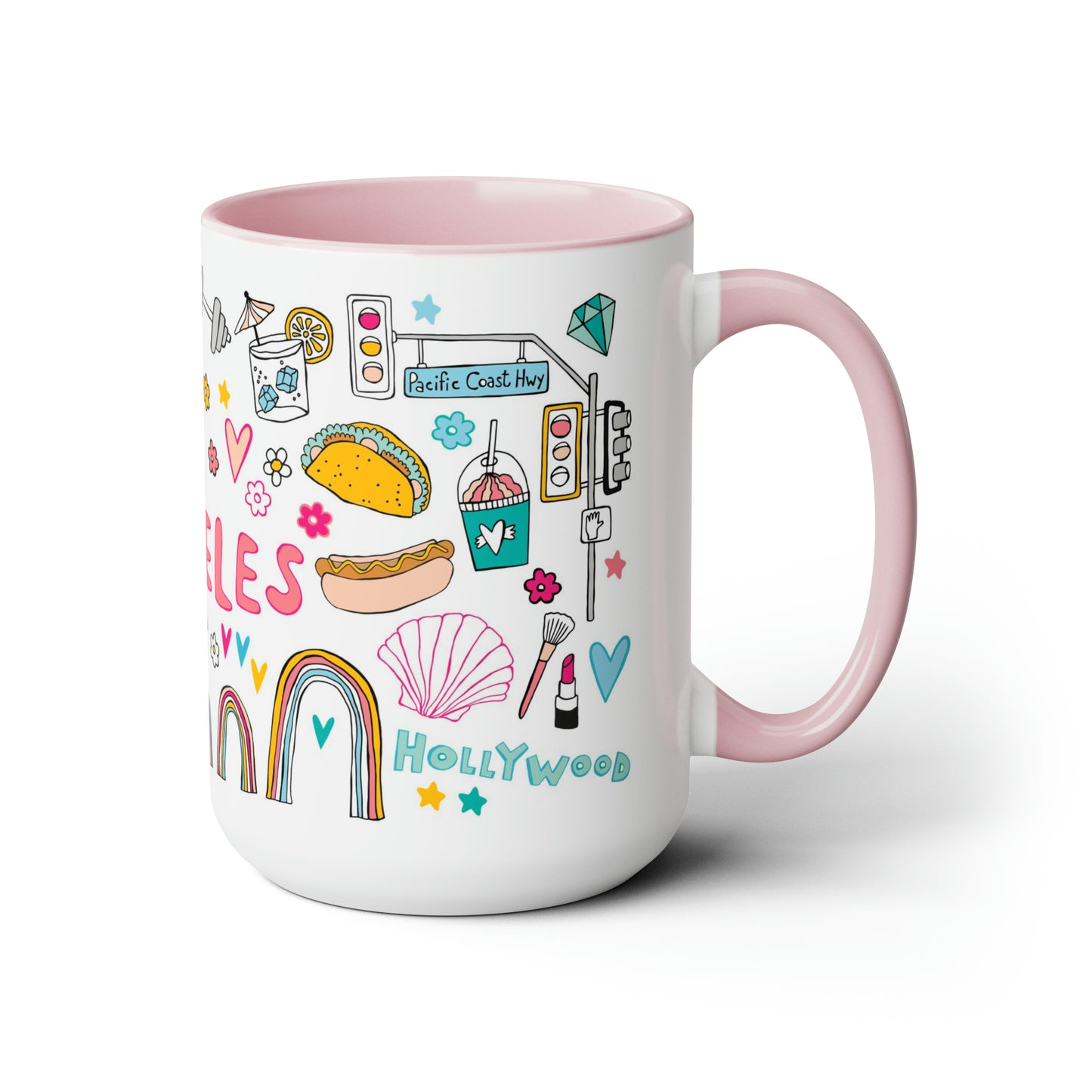Los Angeles - *BIG* Coffee Mug (15oz, pink)