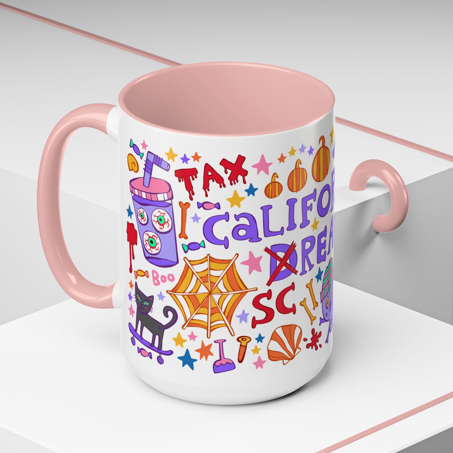California Screaming - *BIG* Halloween Mug (15oz, pink)