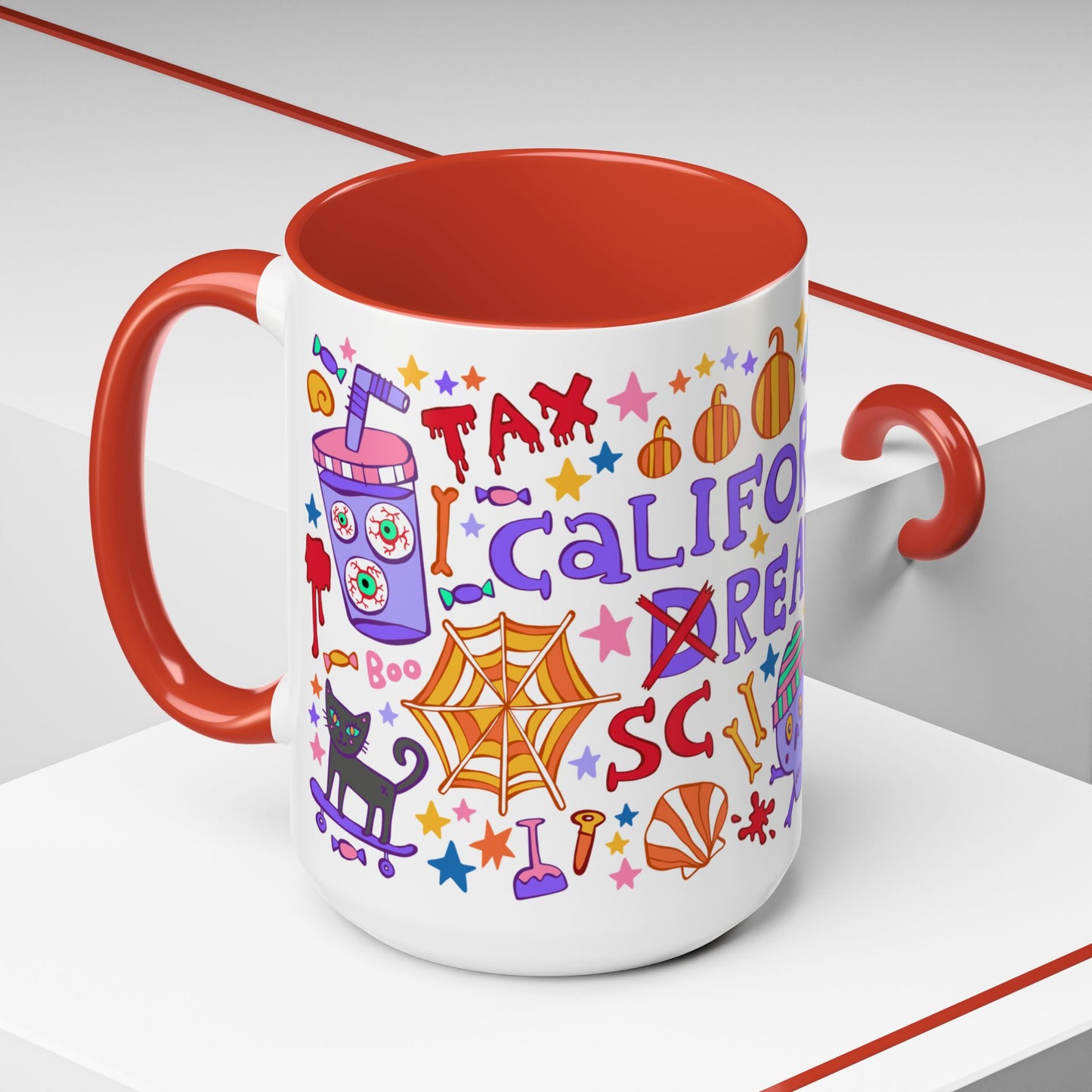 California Screaming - *BIG* Halloween Mug (15oz, red)