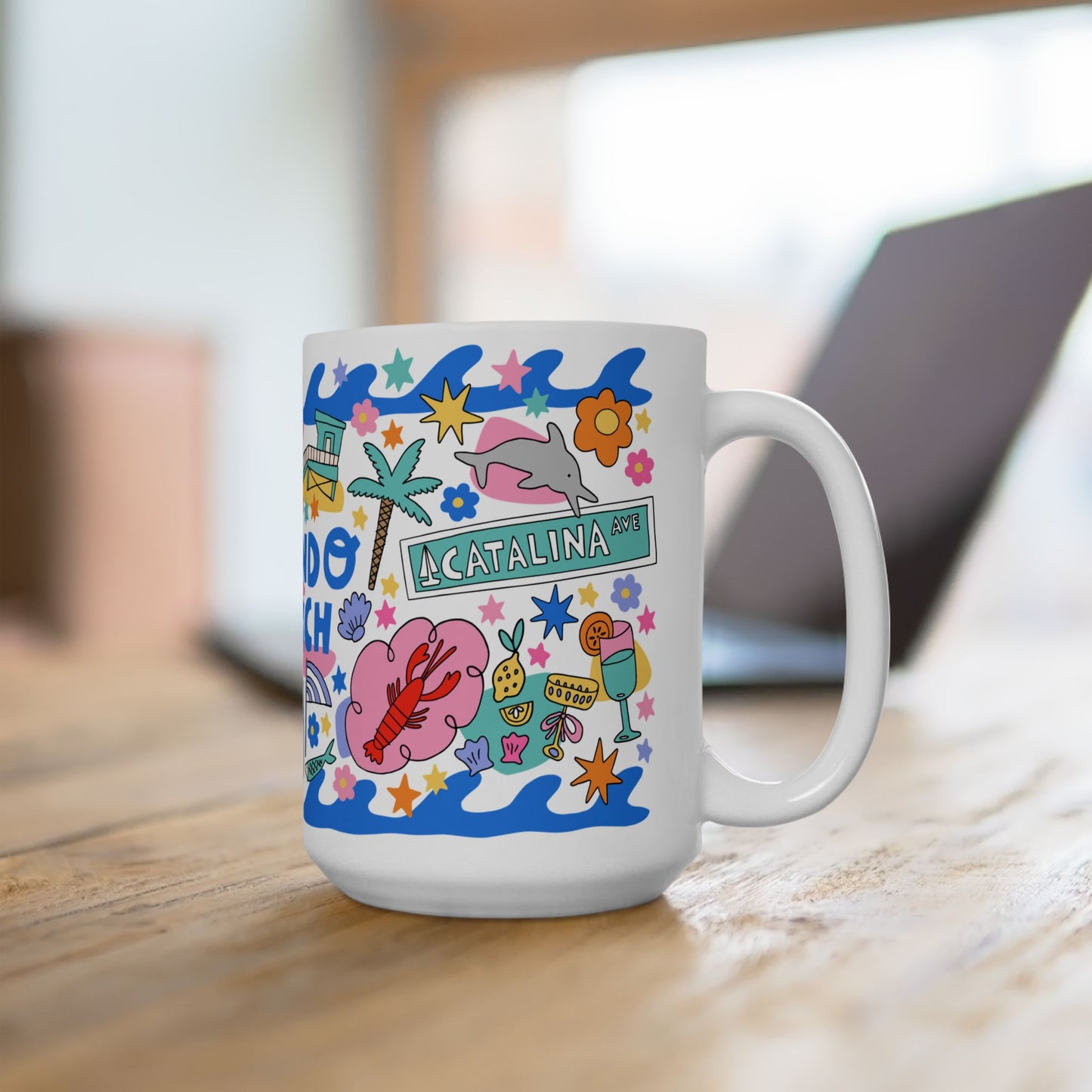 Redondo Beach - Coffee Mug (15oz, BLUE)