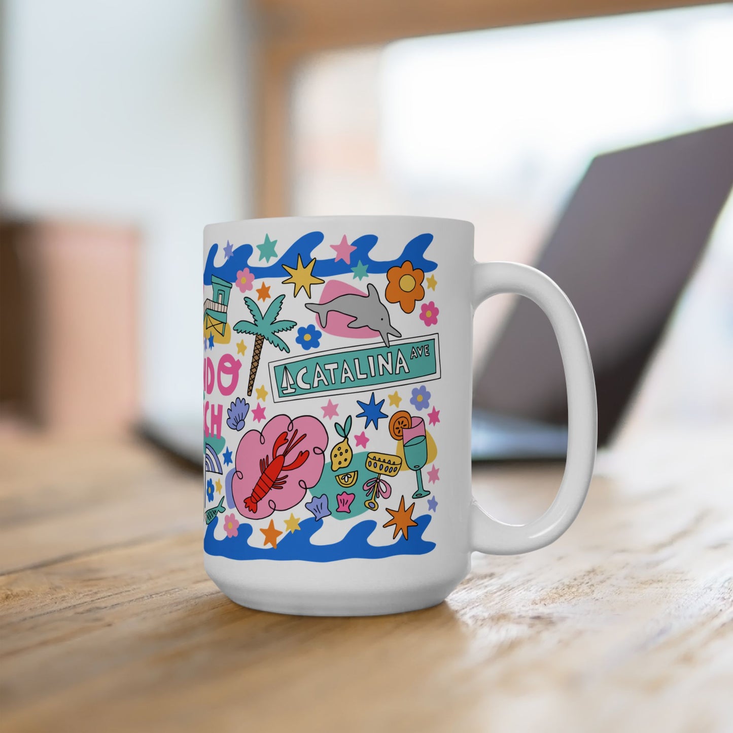 Redondo Beach - Coffee Mug (15oz, PINK)