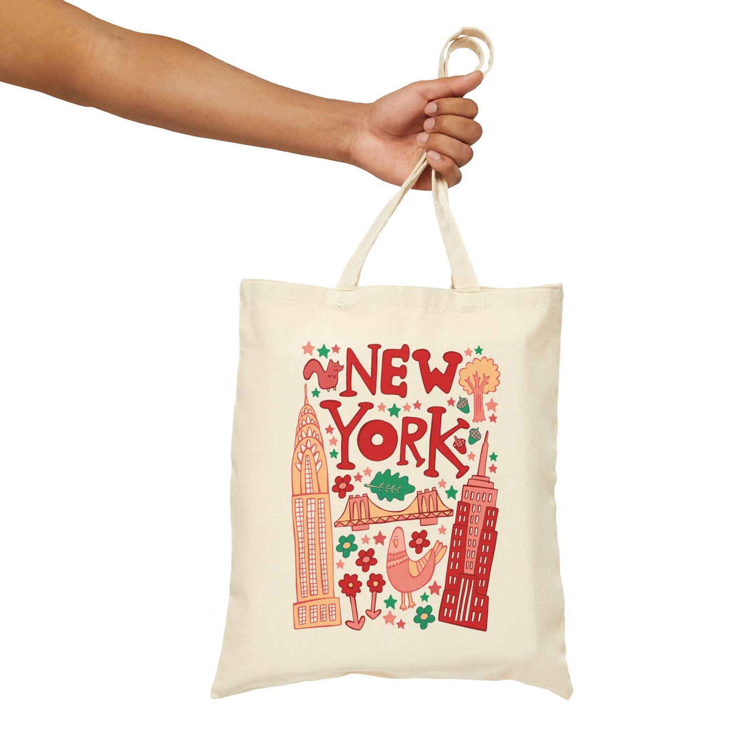 New York Tote Bag - Brooklyn Bridge & Skyscrapers (Pizza)