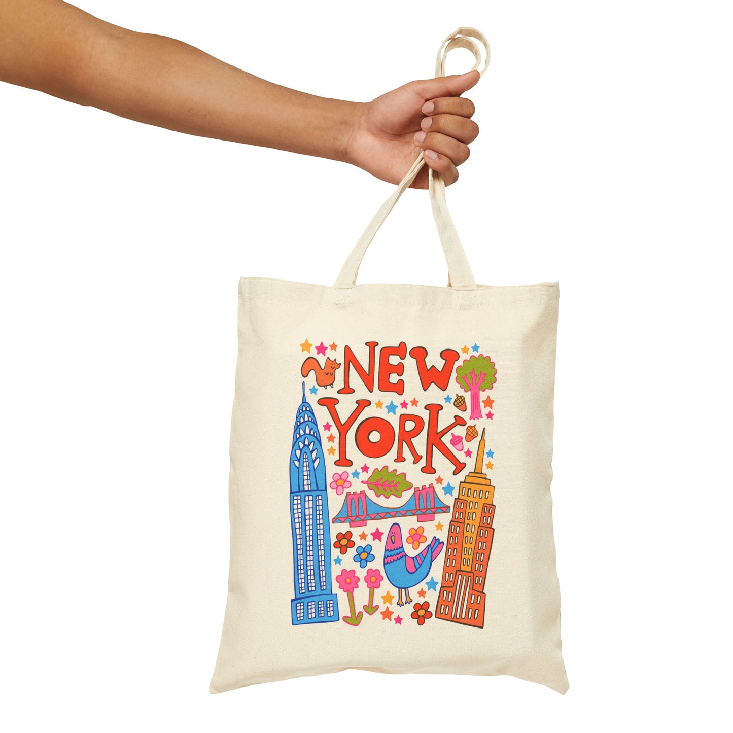 New York Tote Bag - Brooklyn Bridge & Skyscrapers (Confetti)