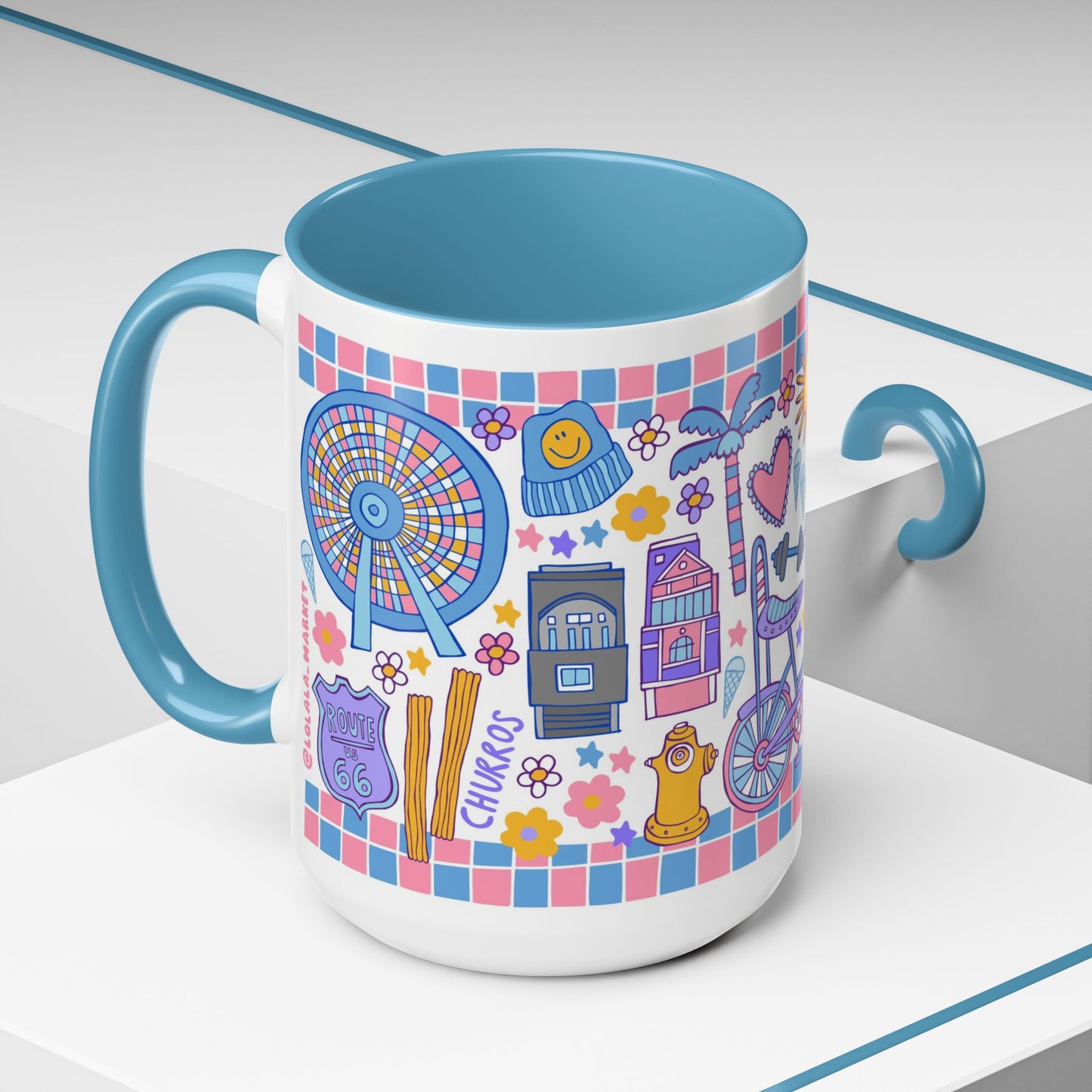 Santa Monica Mug (15oz, blue)