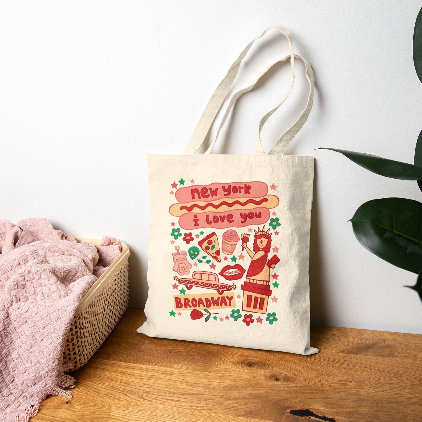 New York Tote Bag - Lady Liberty & Broadway (Pizza)