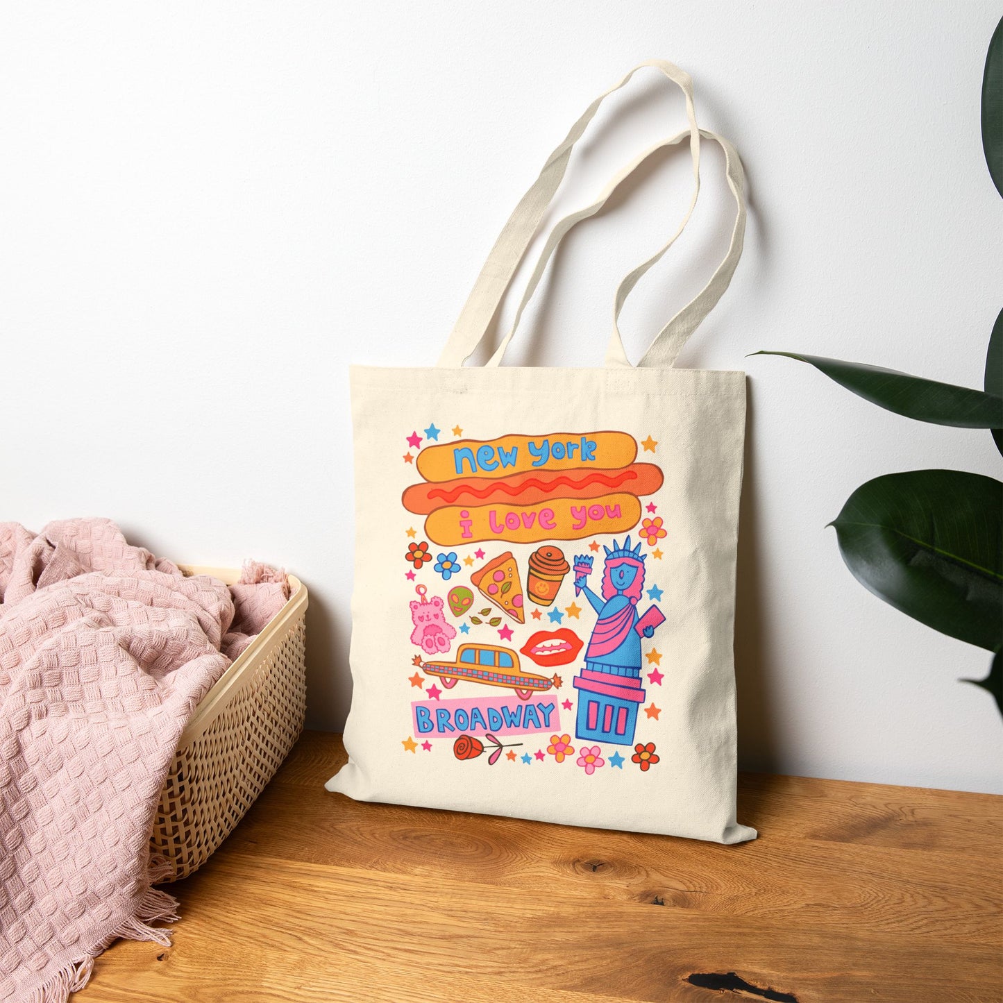 New York Tote Bag - Lady Liberty & Broadway (Confetti)
