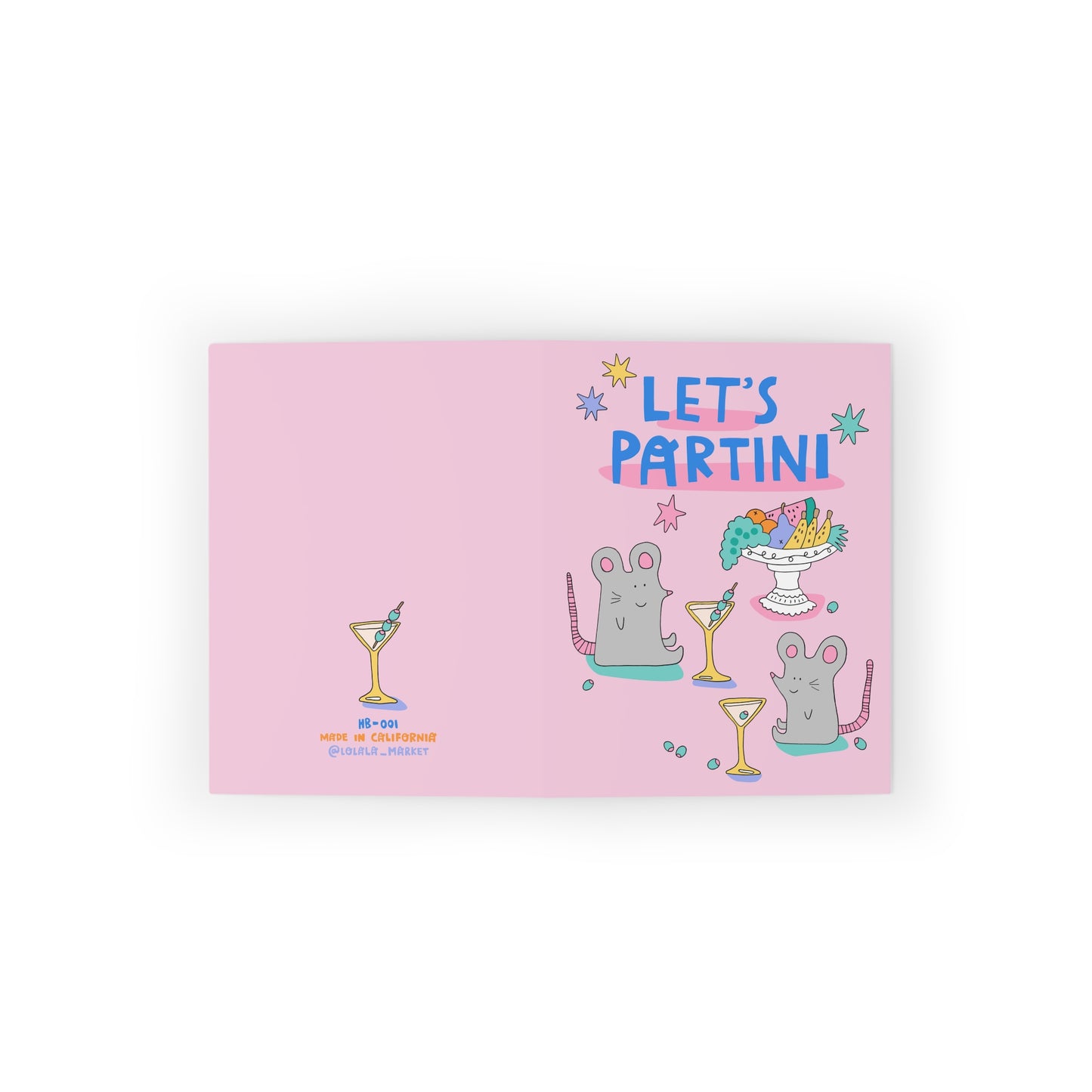 Let's Partini - Birthday Card (Martini Mice)