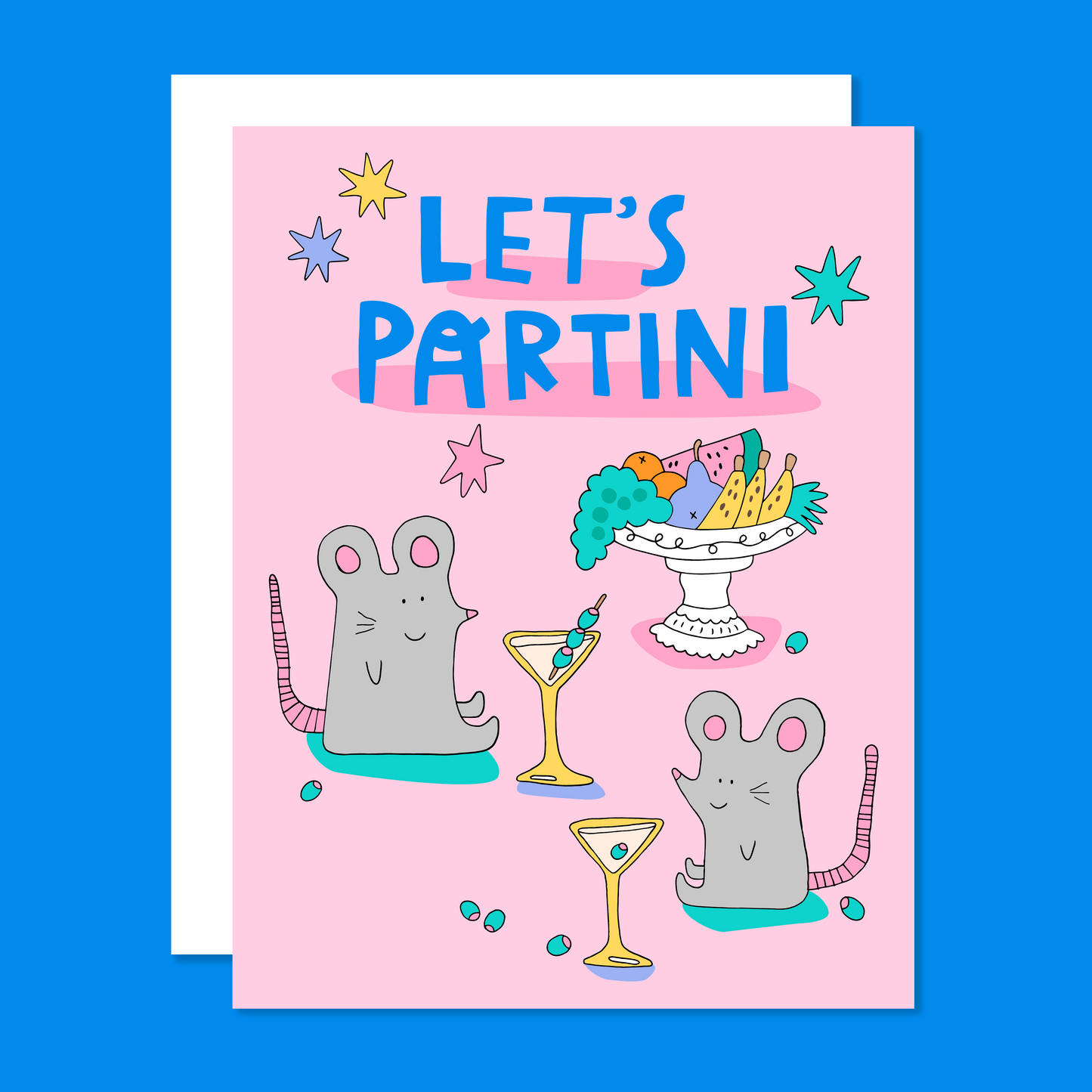 Let's Partini - Birthday Card (Martini Mice)