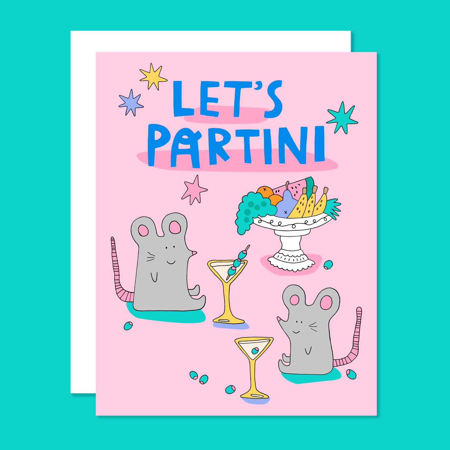 Let's Partini - Birthday Card (Martini Mice)