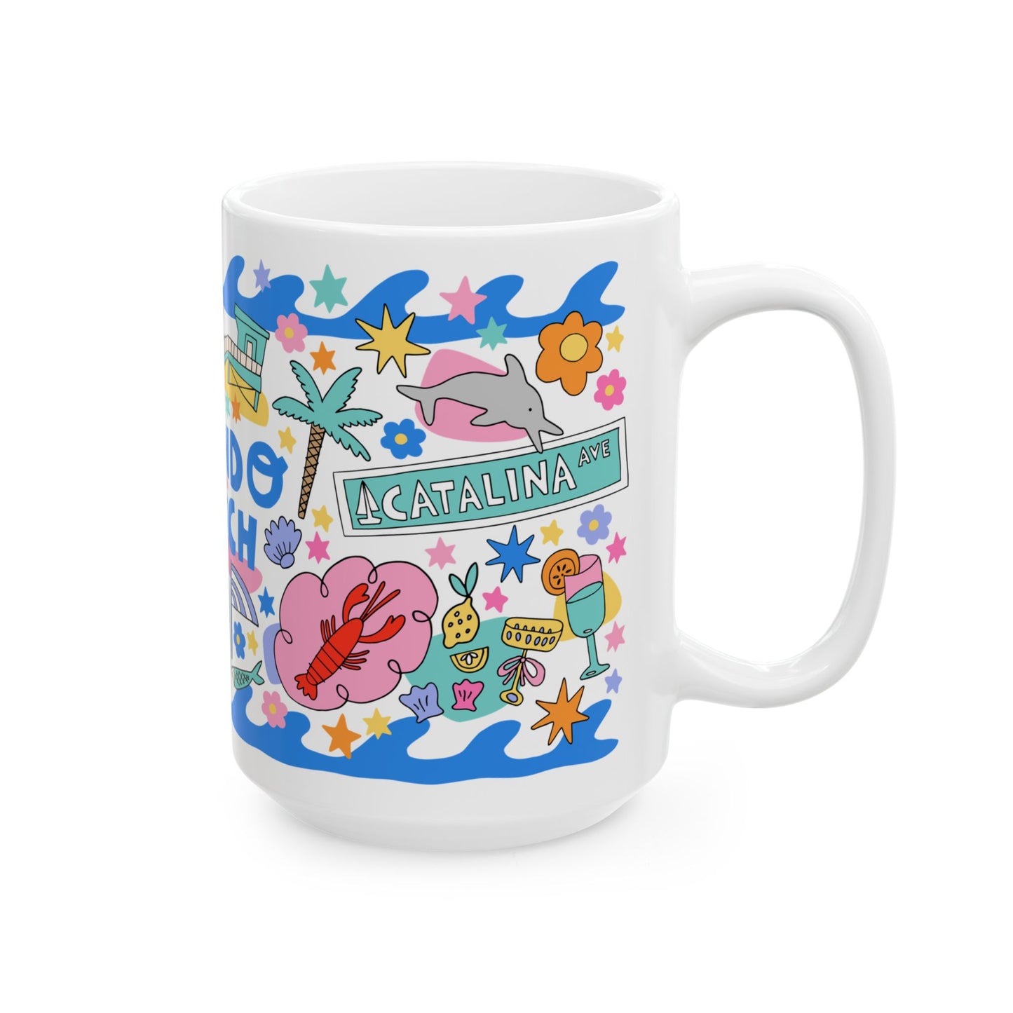 Redondo Beach - Coffee Mug (15oz, BLUE)