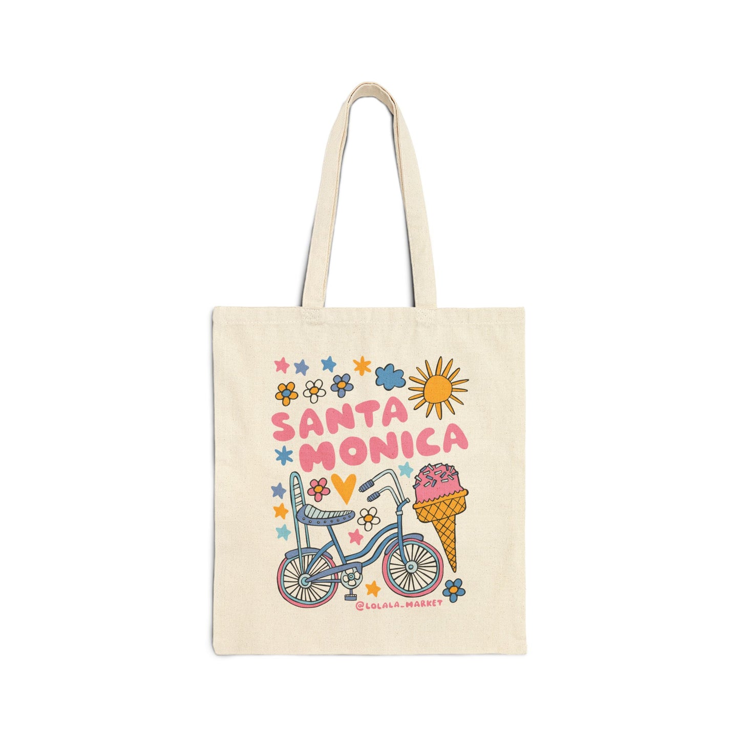 Santa Monica (Bike) - Cotton Canvas Tote Bag