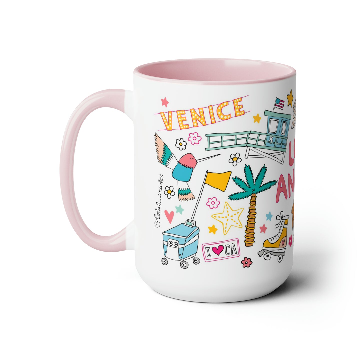 Los Angeles - *BIG* Coffee Mug (15oz, pink)