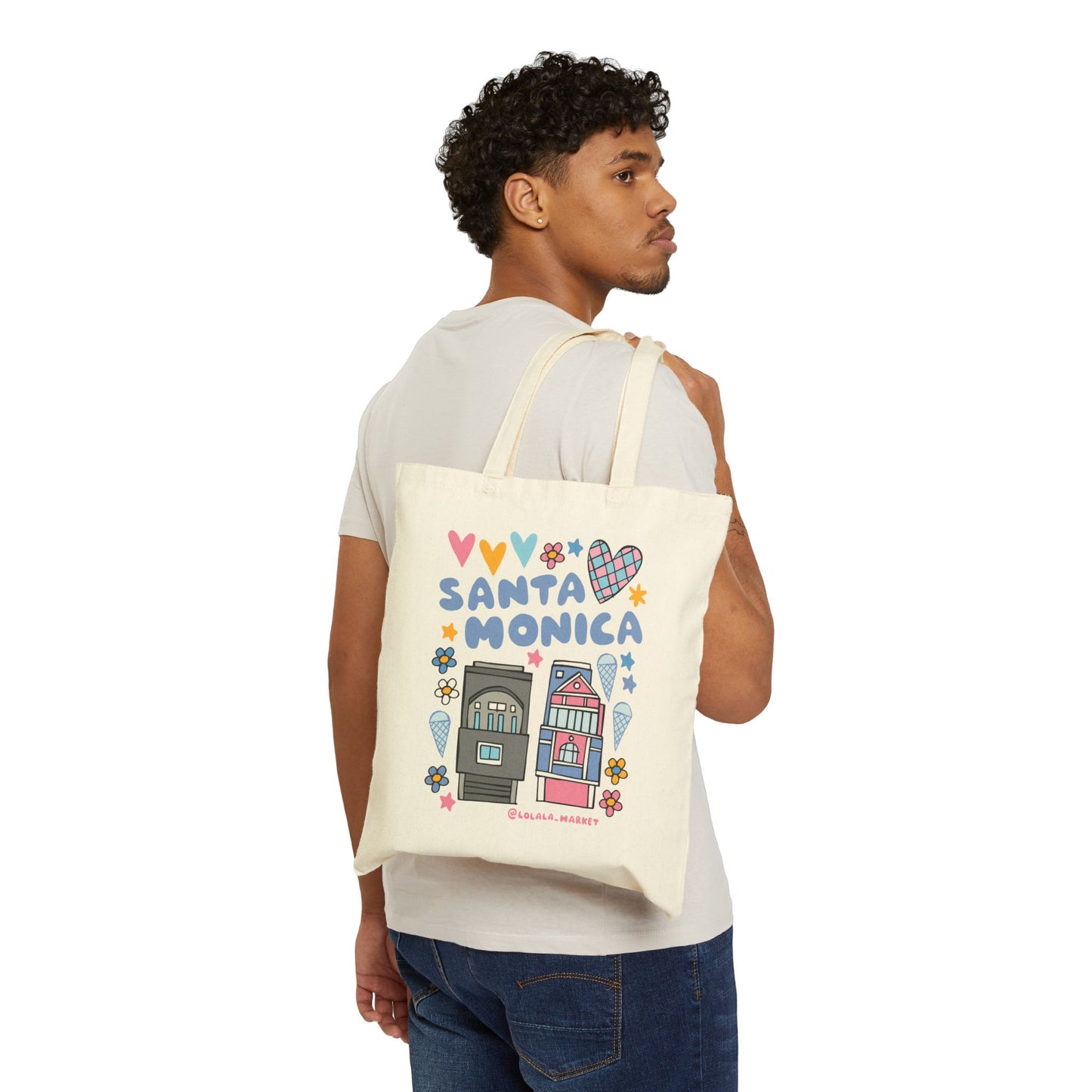 Santa Monica (Houses) - Cotton Canvas Tote Bag