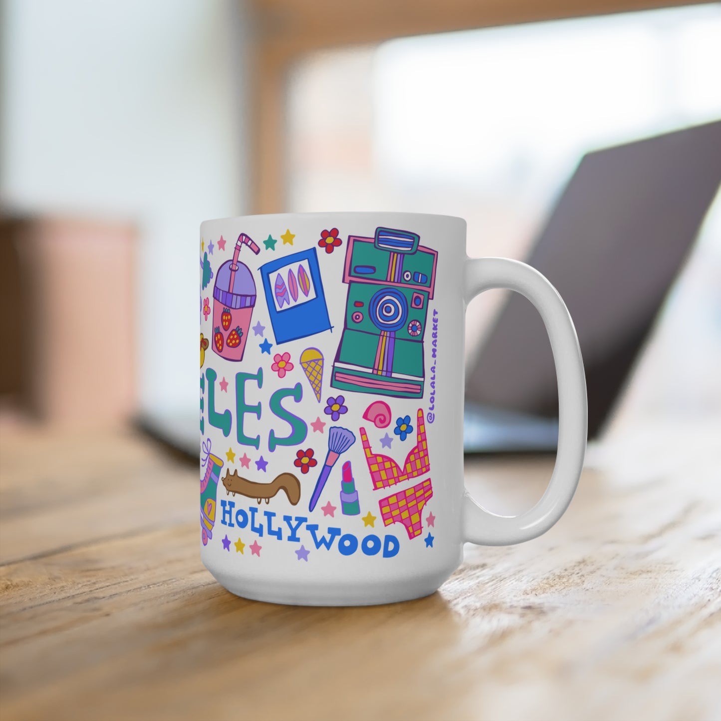 NEW: *FUN* Los Angeles Coffee Mug (15oz, turquoise)