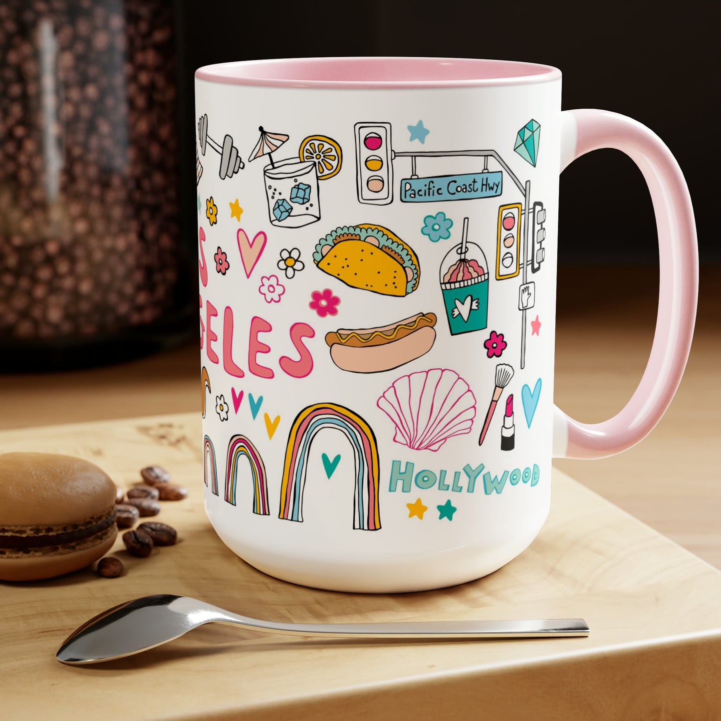 Los Angeles - *BIG* Coffee Mug (15oz, pink)