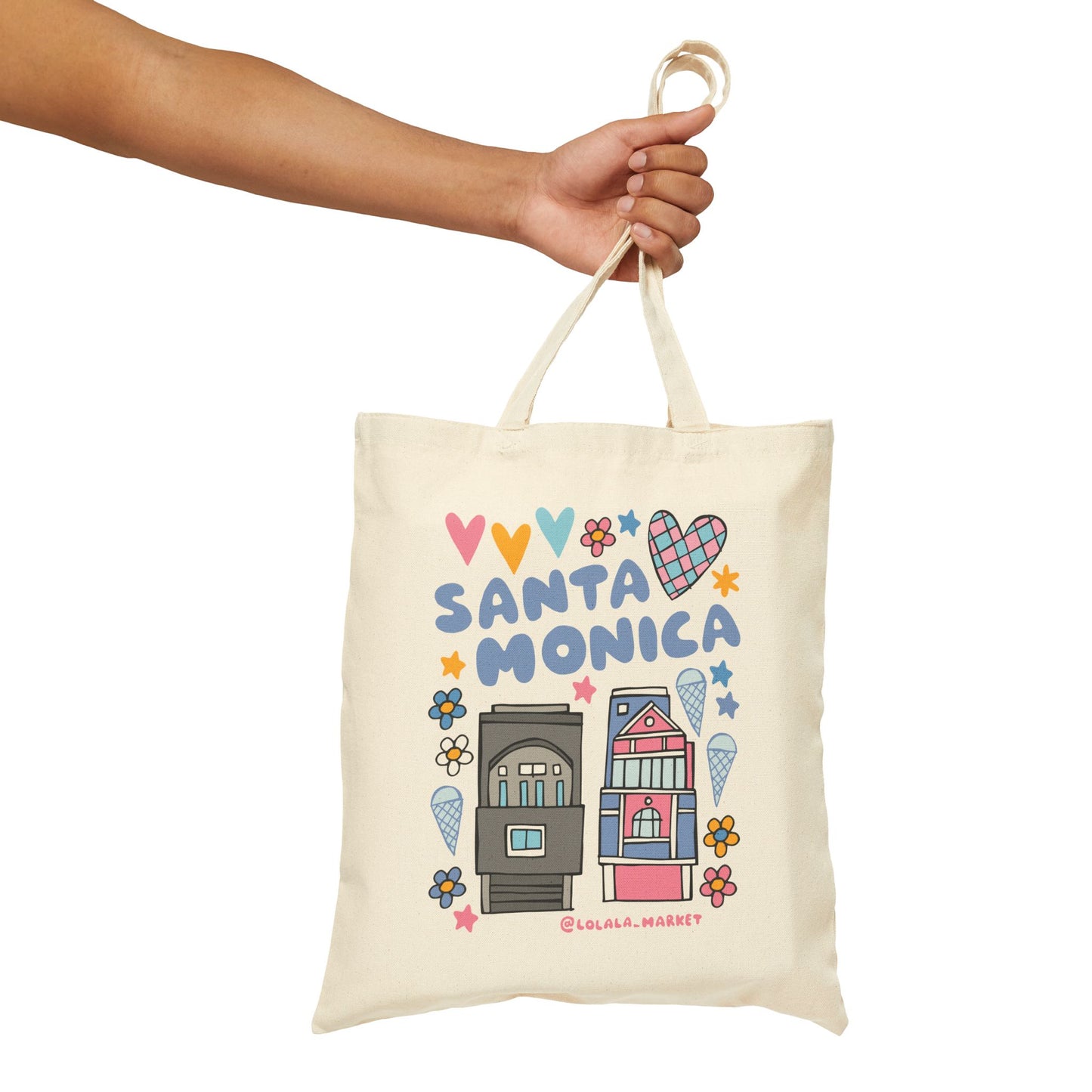 Santa Monica (Houses) - Cotton Canvas Tote Bag