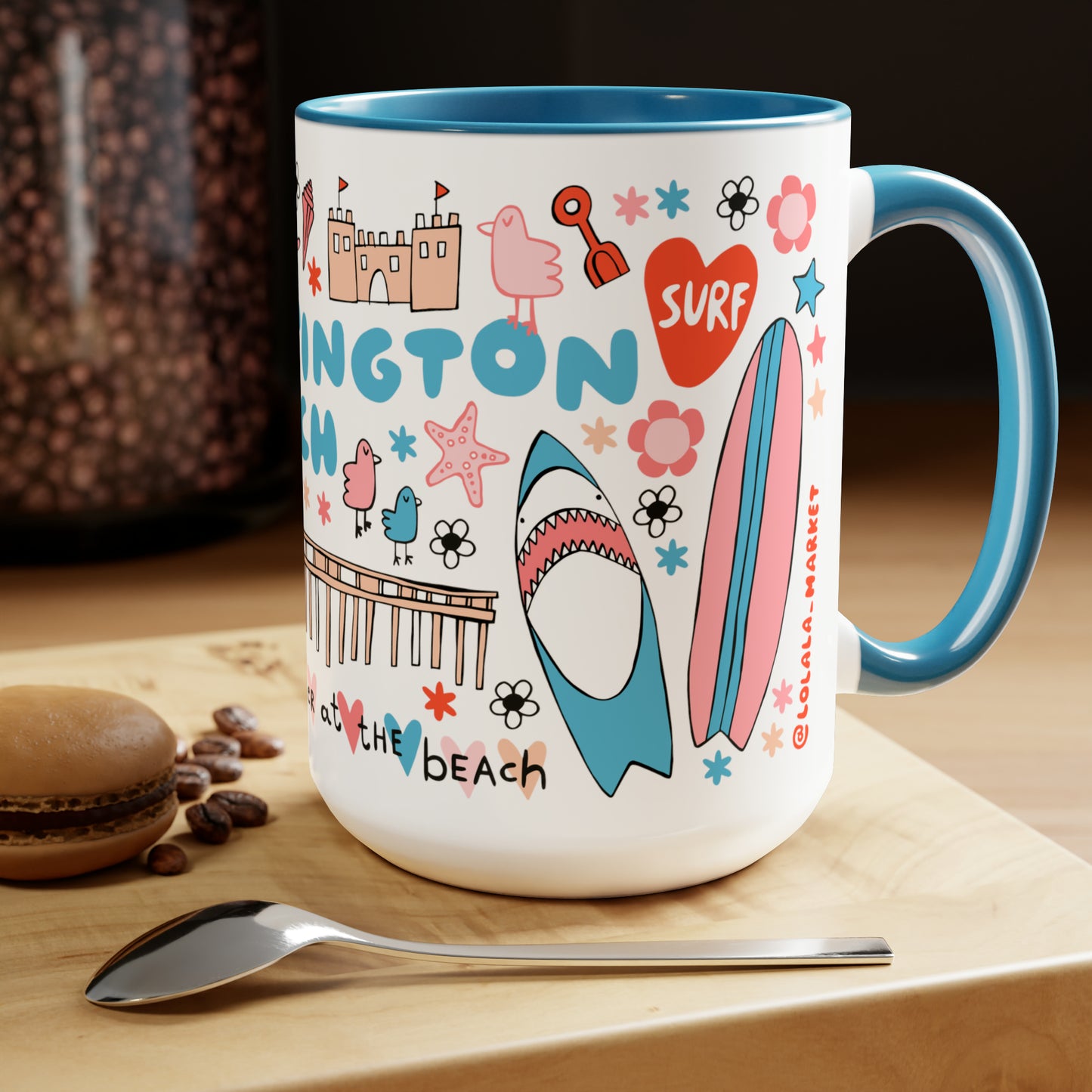 Huntington Beach - *BIG* Coffee Mug (15oz, blue)