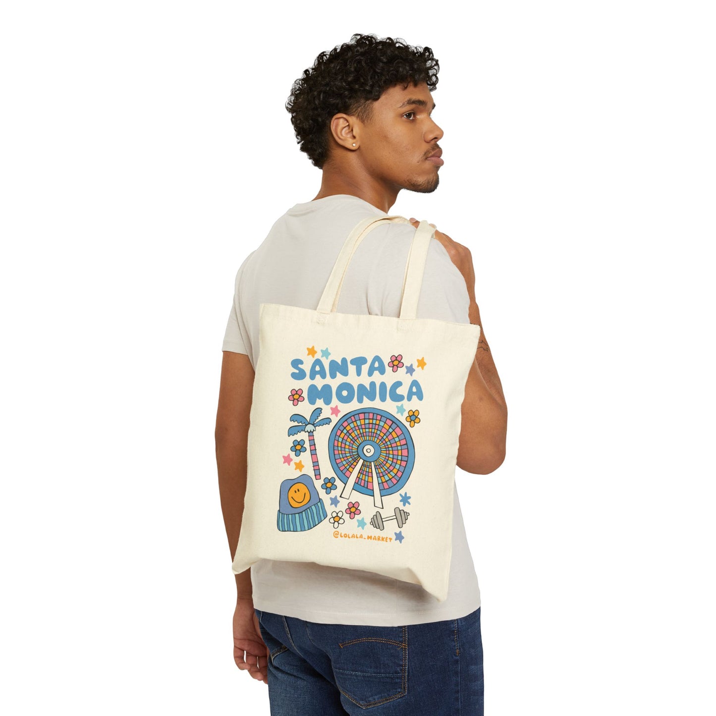 Santa Monica (Ferris Wheel) - Cotton Canvas Tote Bag