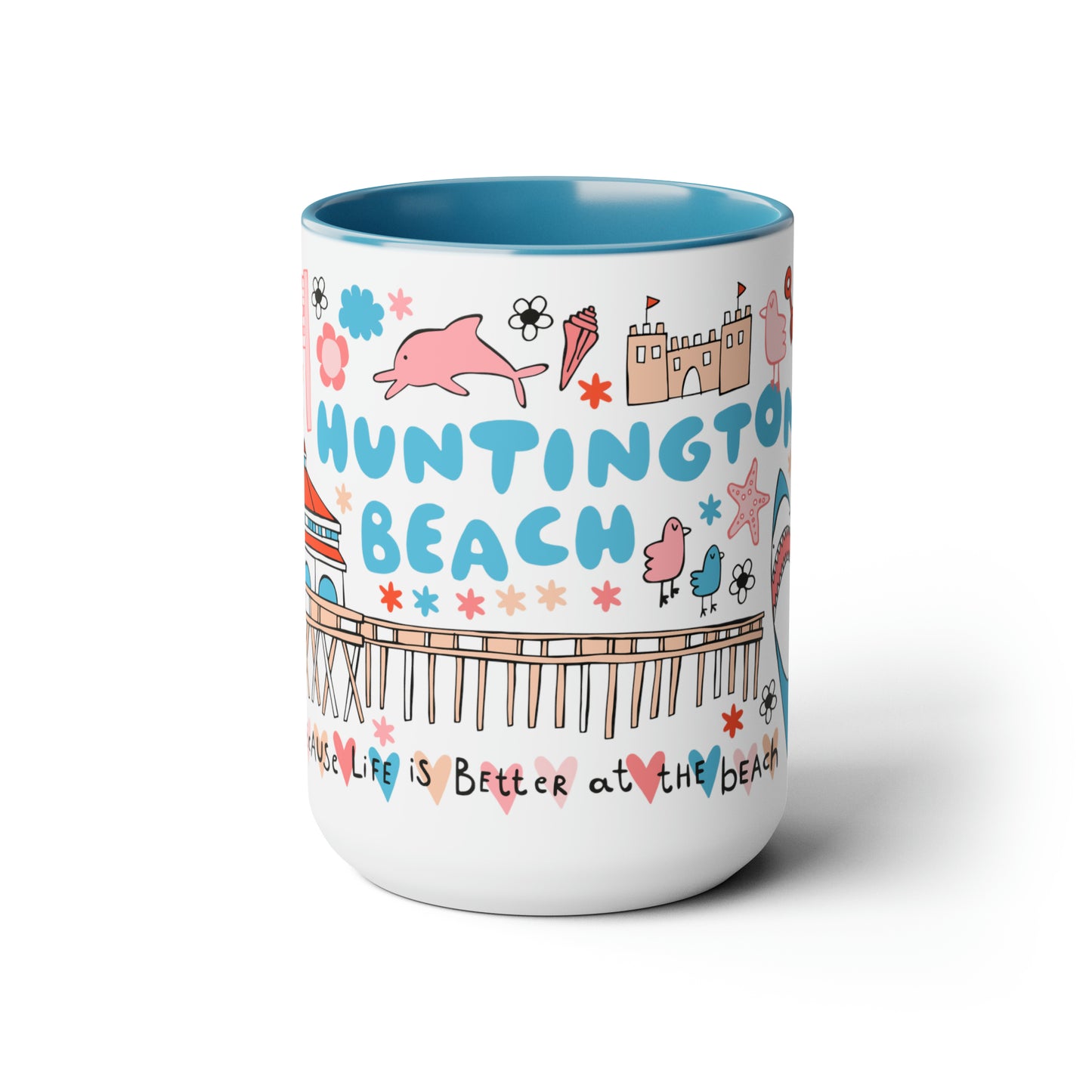 Huntington Beach - *BIG* Coffee Mug (15oz, blue)