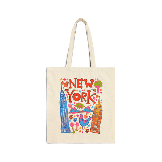 New York Tote Bag - Brooklyn Bridge & Skyscrapers (Confetti)